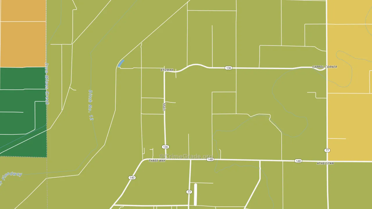 Etowah, AR Map of Theft Rates