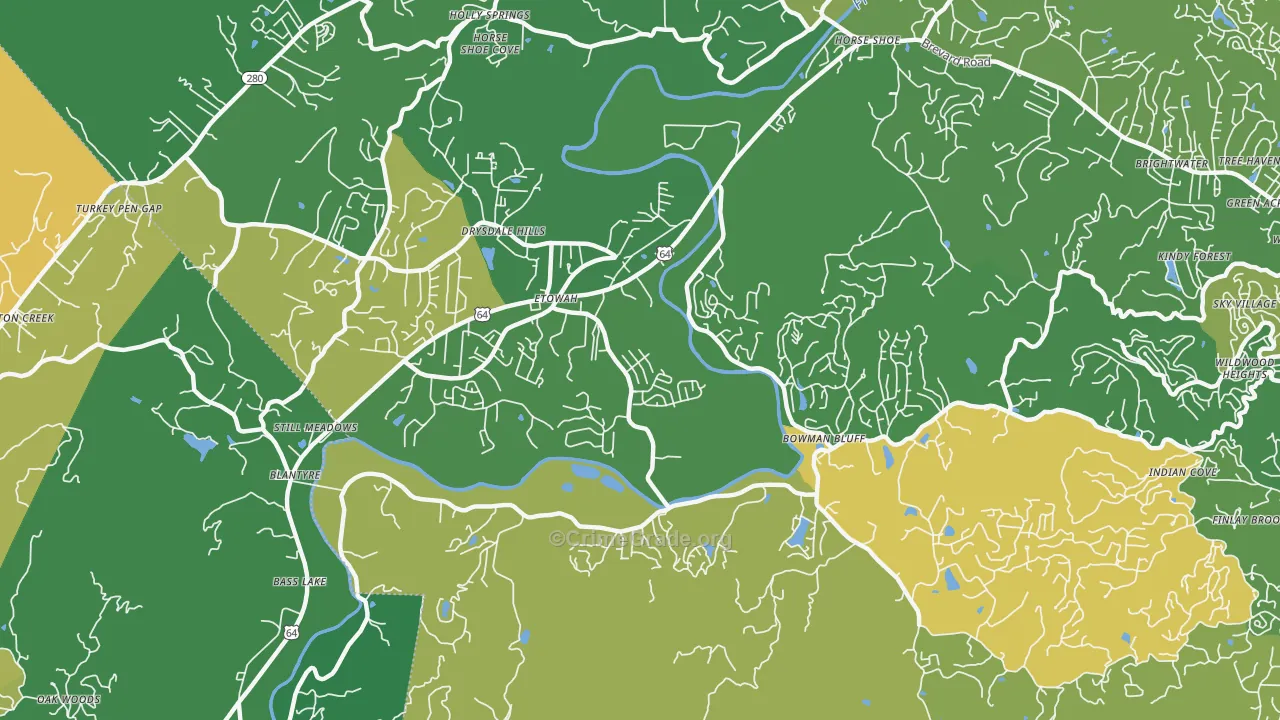 Etowah, NC Map of Theft Rates