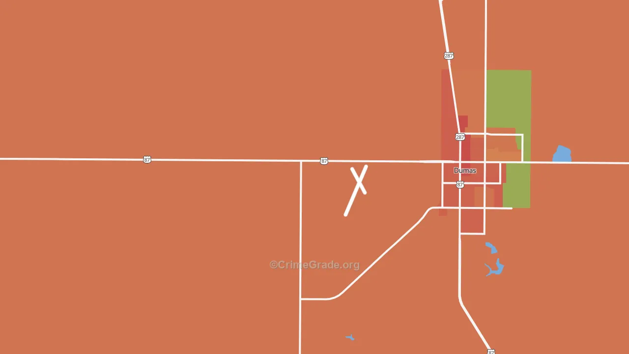 Etter, TX Map of Theft Rates