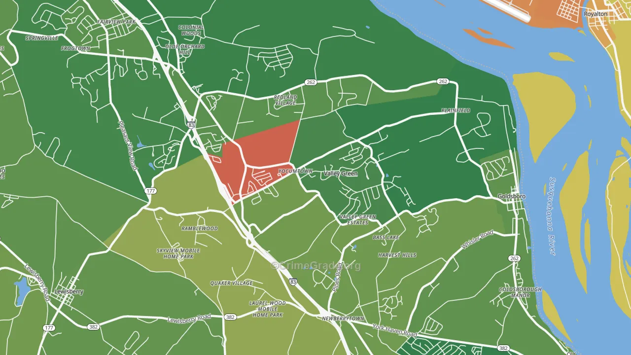 Etters, PA Map of Theft Rates