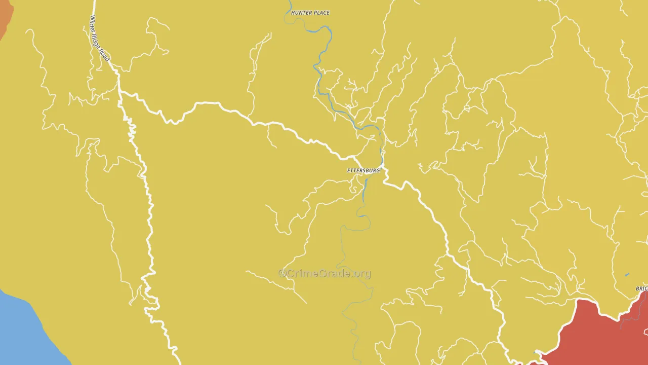 Ettersburg, CA Map of Theft Rates