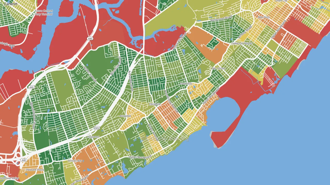 Ettingville, Staten Island, NY Map of Theft Rates