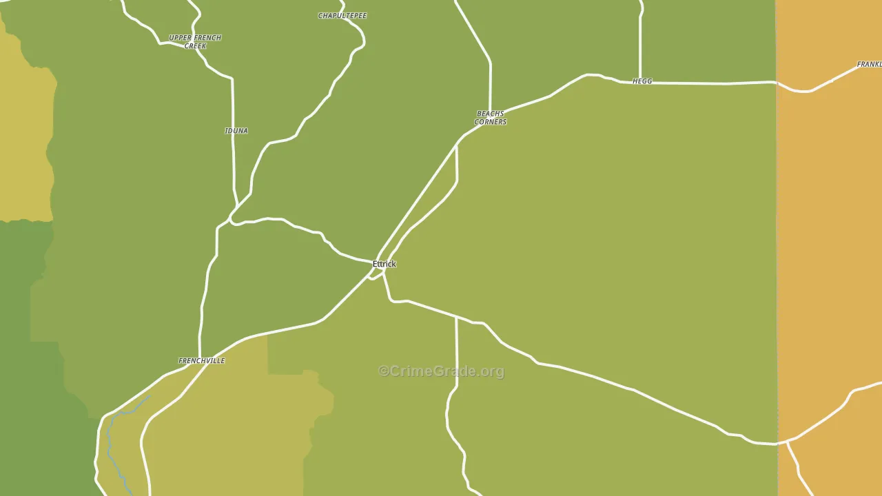 Ettrick, WI Map of Theft Rates