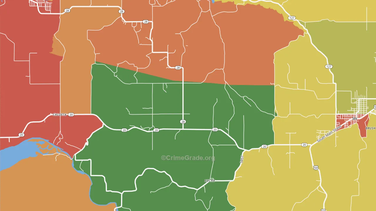 Eucha, OK Map of Theft Rates