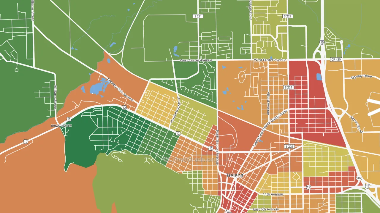 Euclid Ave North, Helena, MT Map of Theft Rates