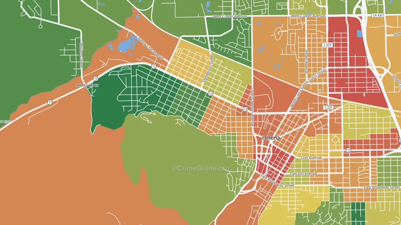 Euclid Ave South, Helena, MT Map of Theft Rates