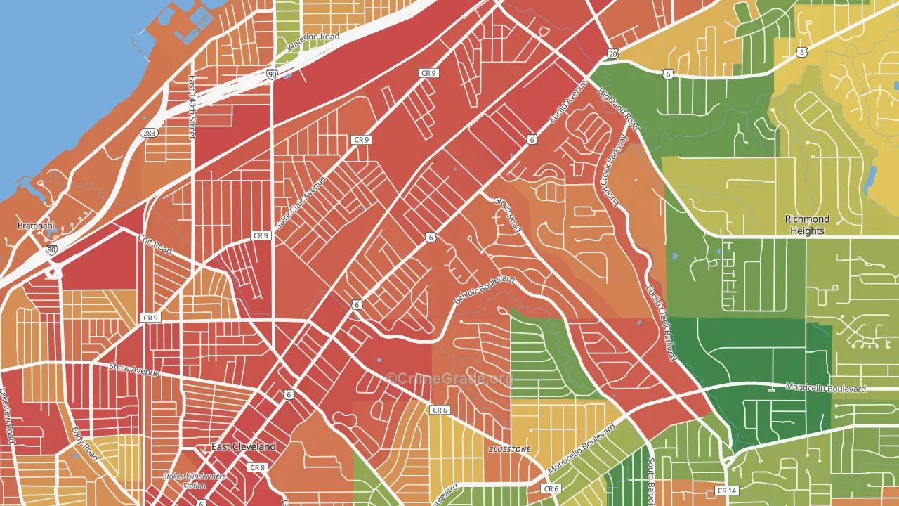 Euclid-Green, Cleveland, OH Map of Theft Rates