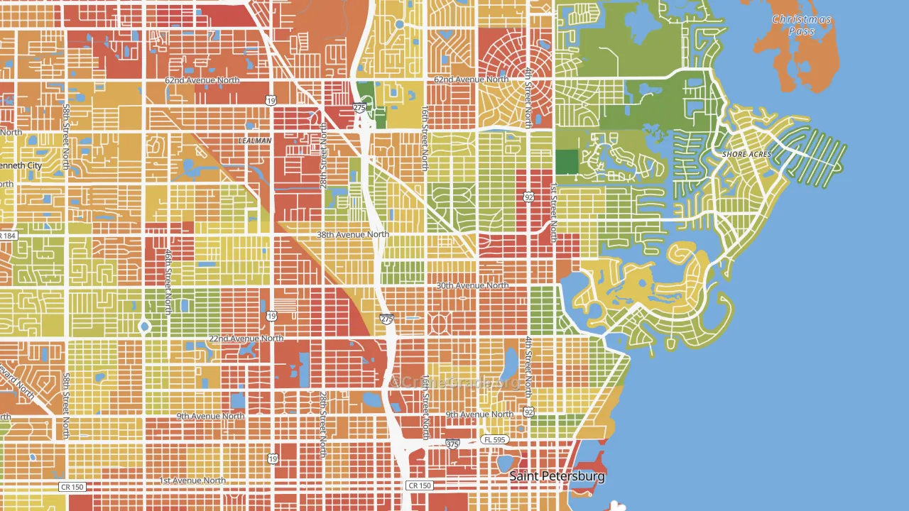 Euclid-St Paul, St. Petersburg, FL Map of Theft Rates