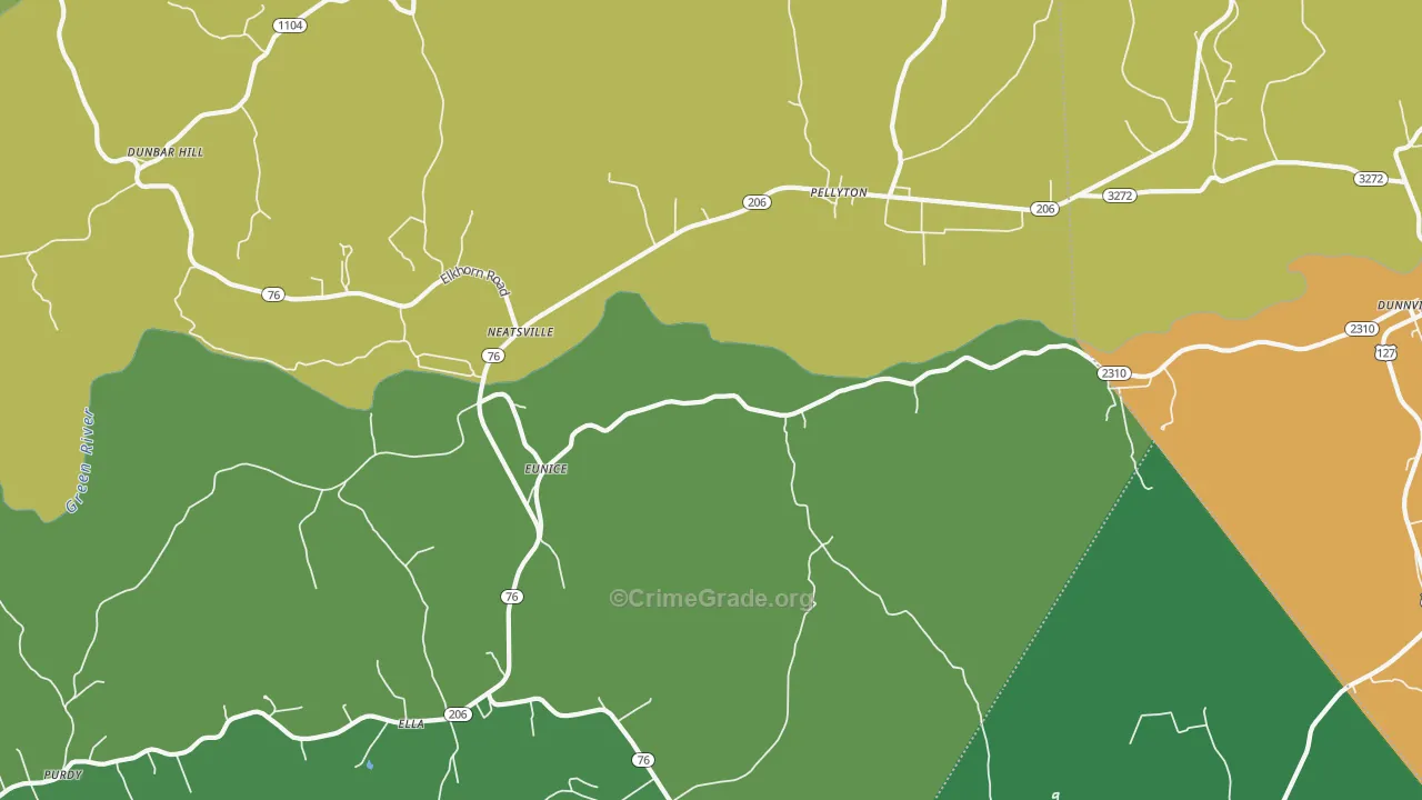 Eunice, KY Map of Theft Rates