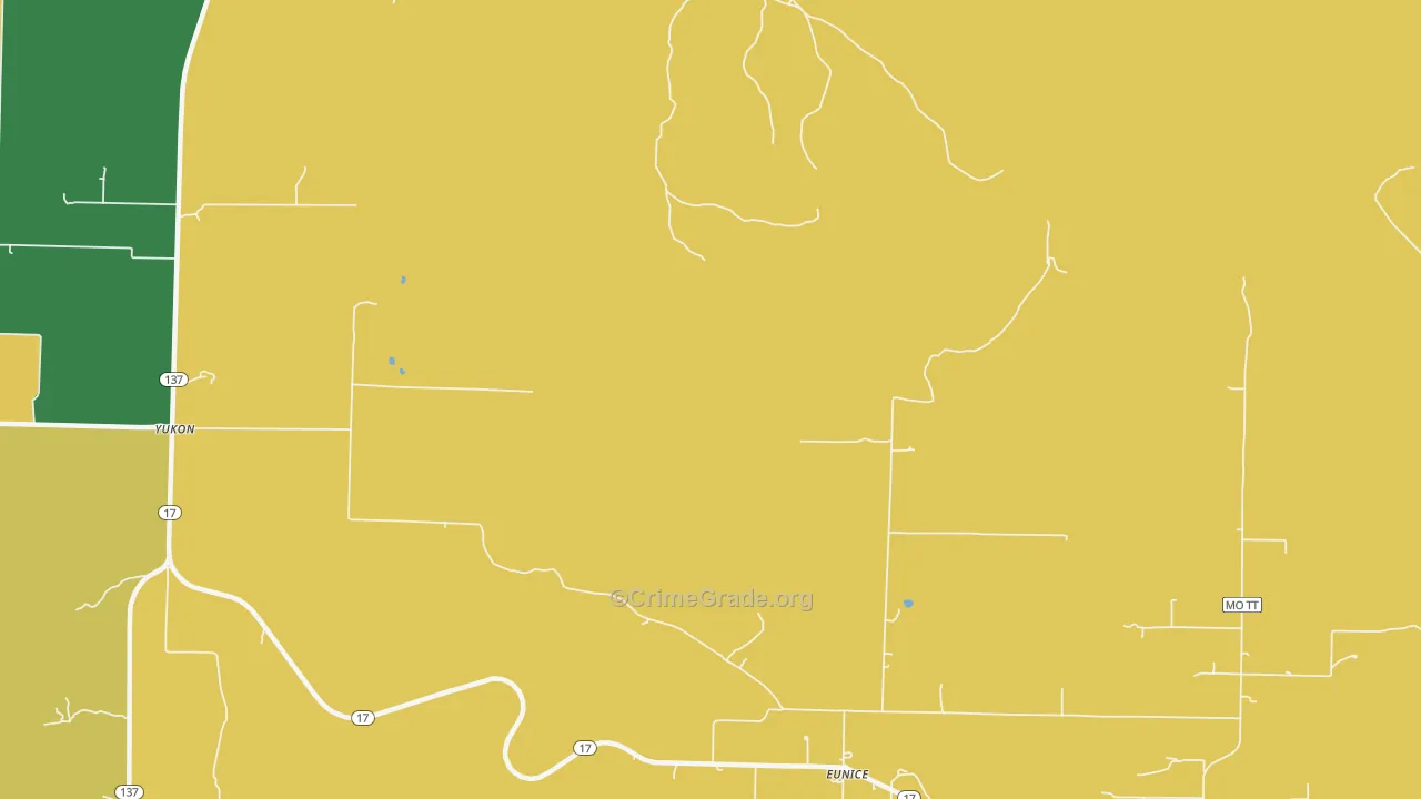 Eunice, MO Map of Theft Rates