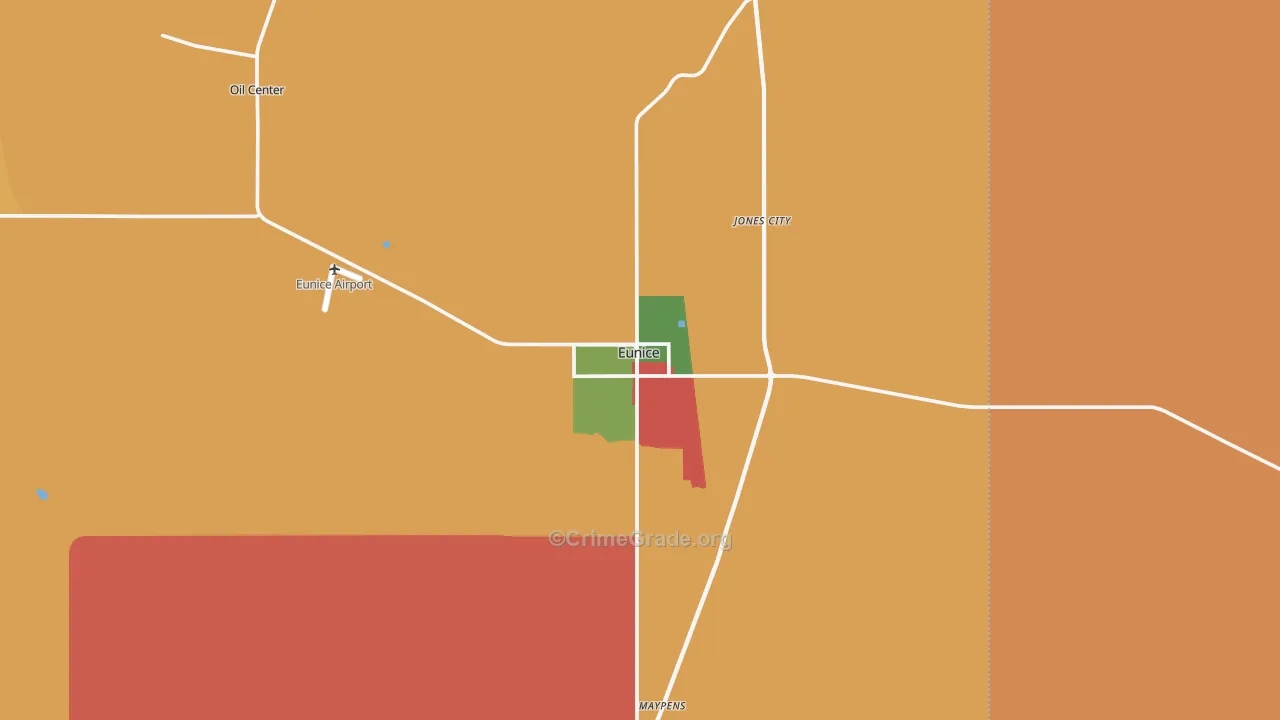 Eunice, NM Map of Theft Rates