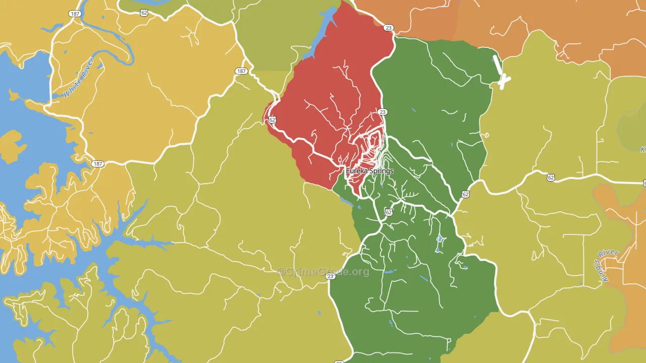 Eureka Springs, AR Map of Theft Rates