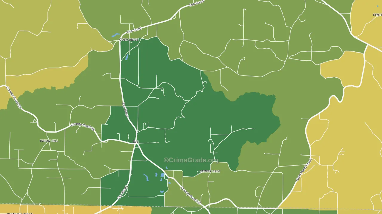Eva, AL Map of Theft Rates