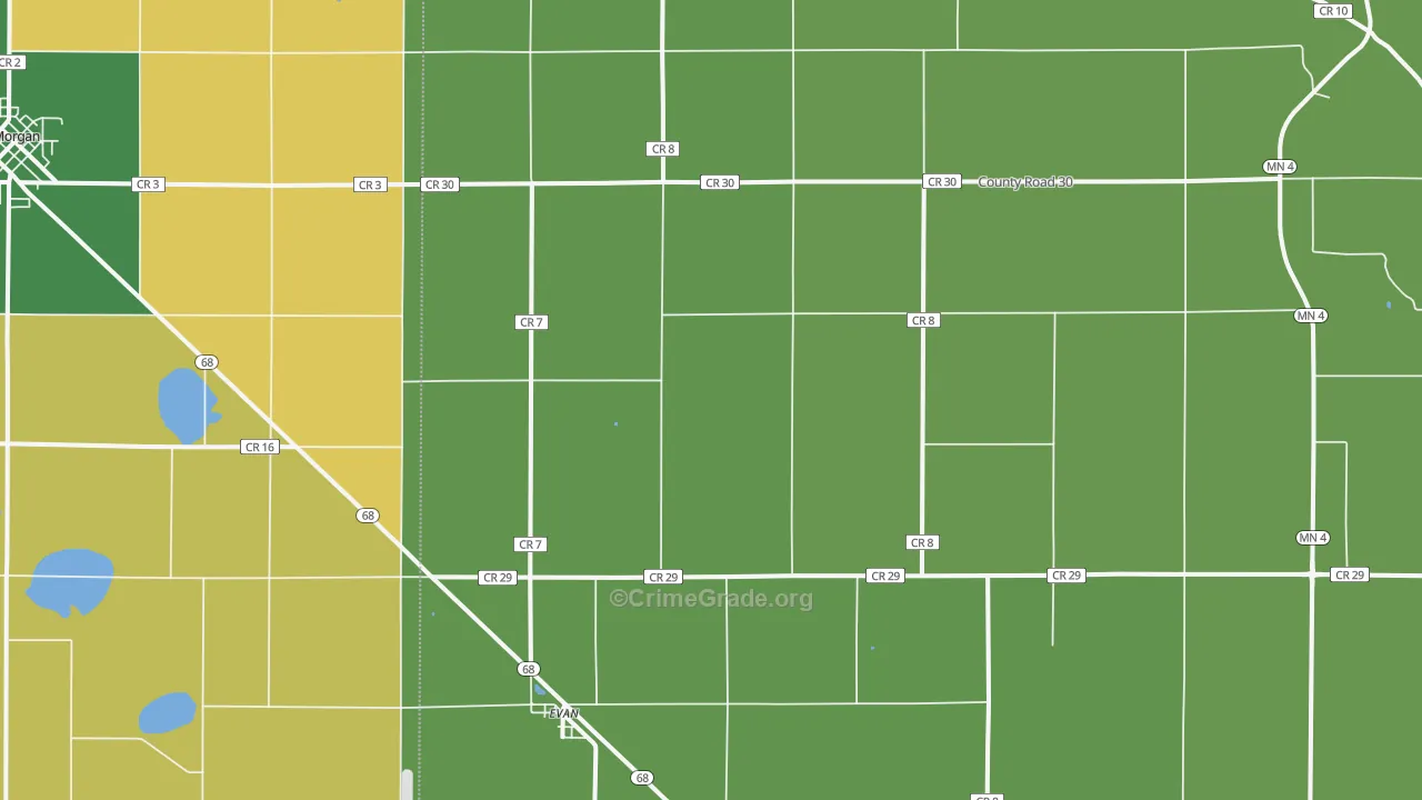Evan, MN Map of Theft Rates
