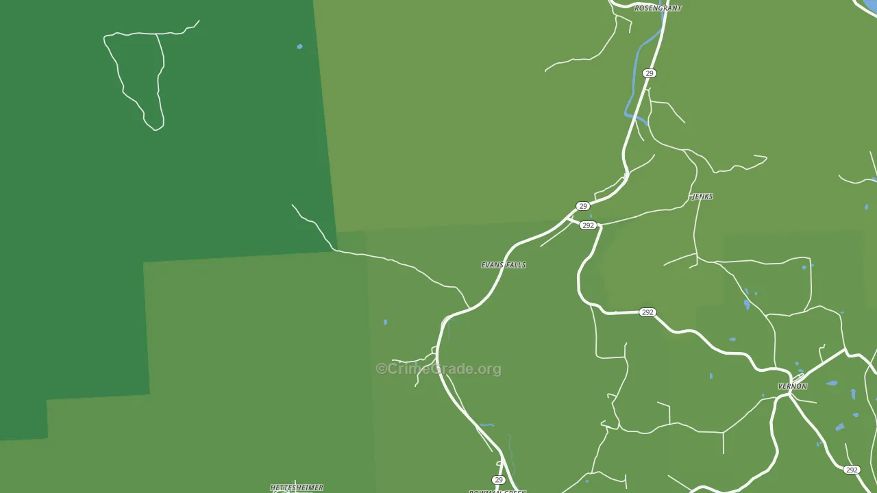 Evans Falls, PA Map of Theft Rates