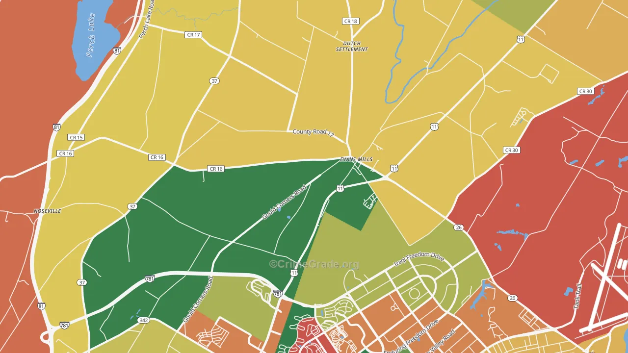Evans Mills, NY Map of Theft Rates