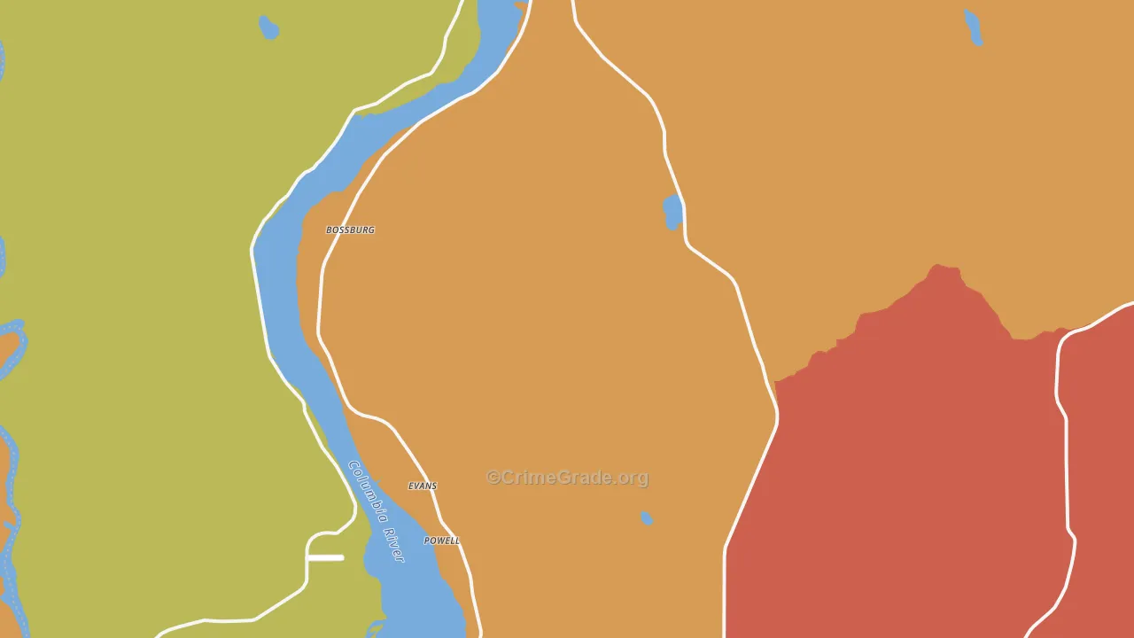 Evans, WA Map of Theft Rates