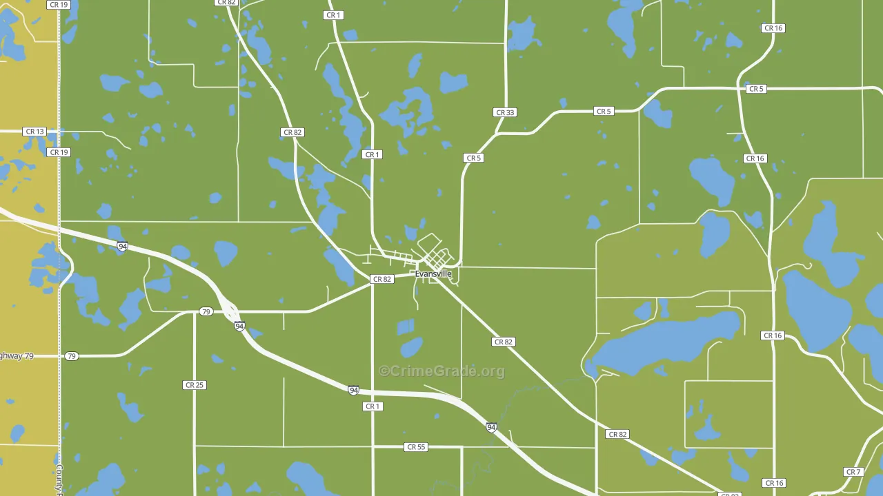 Evansville, MN Map of Theft Rates