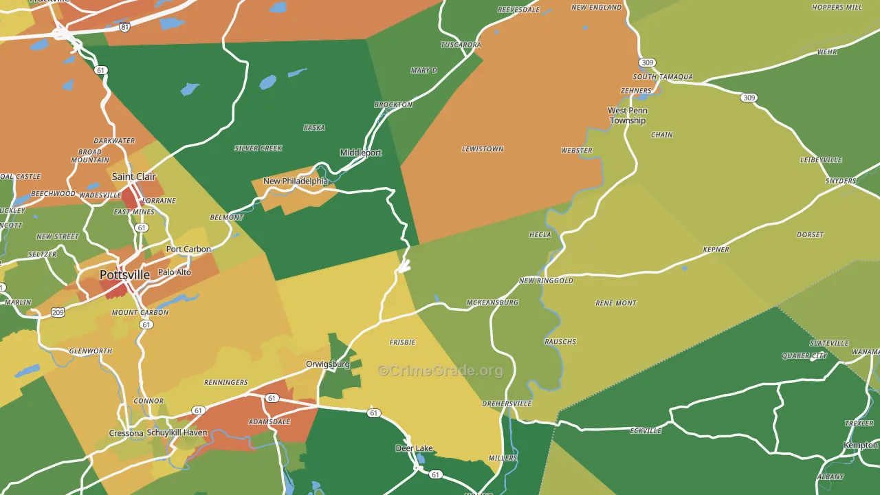 Evansville, PA Map of Theft Rates