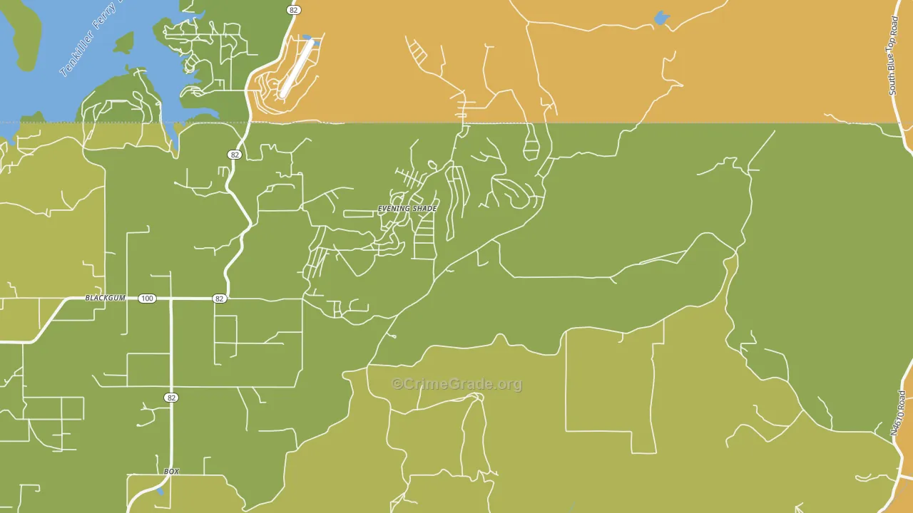 Evening Shade, OK Map of Theft Rates