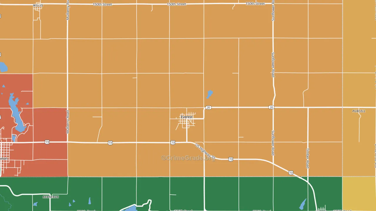 Everest, KS Map of Theft Rates