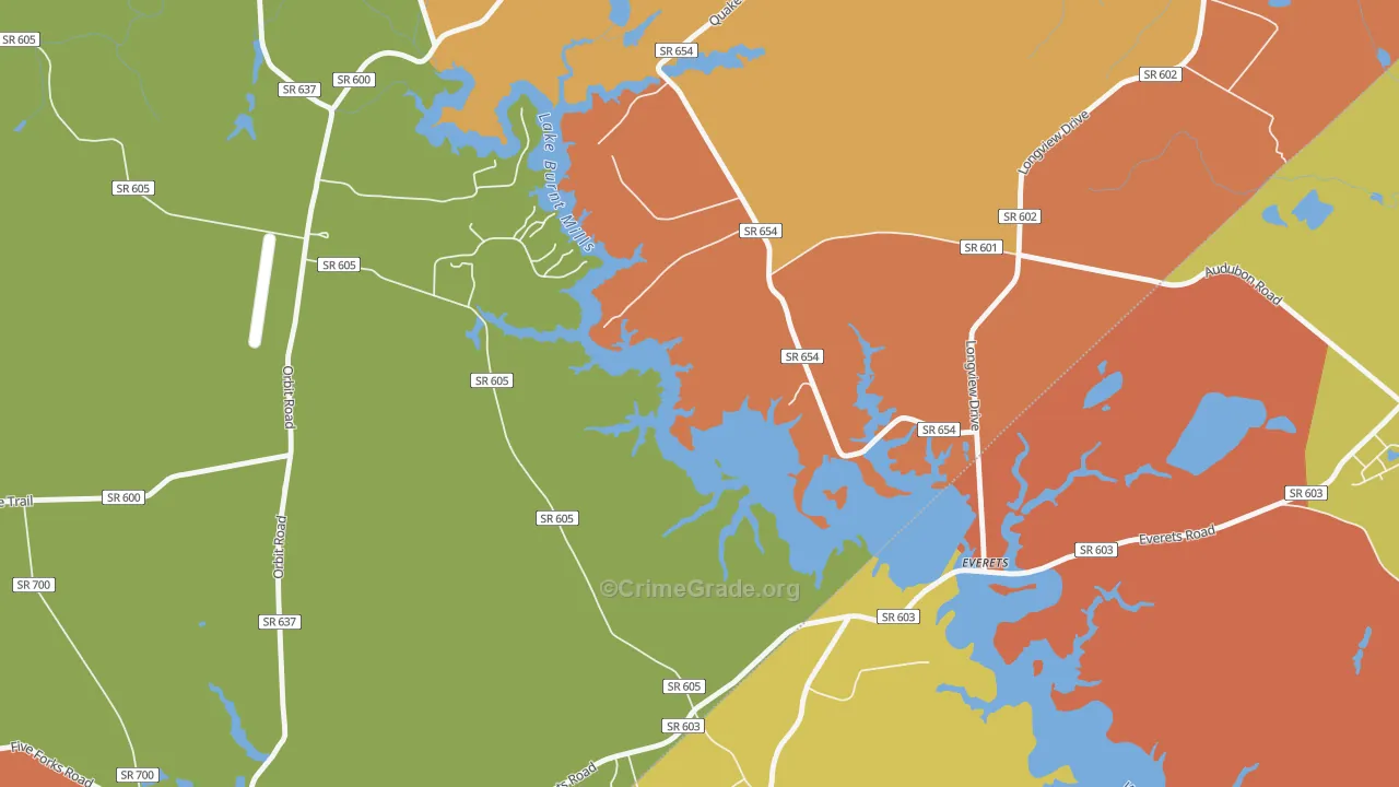 Everets, VA Map of Theft Rates