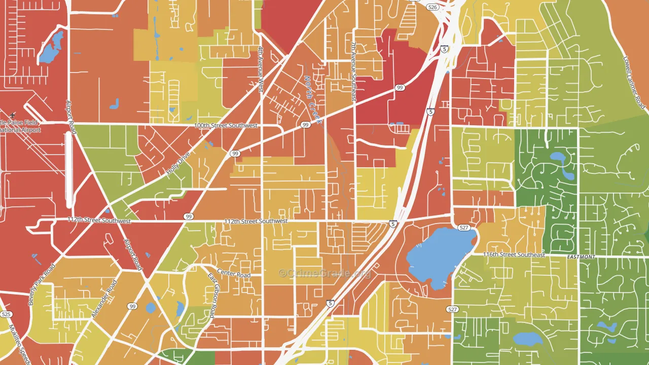 Everett Mall South, Everett, WA Map of Theft Rates