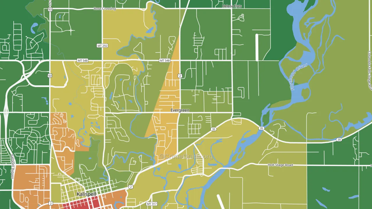 Evergreen, MT Map of Theft Rates