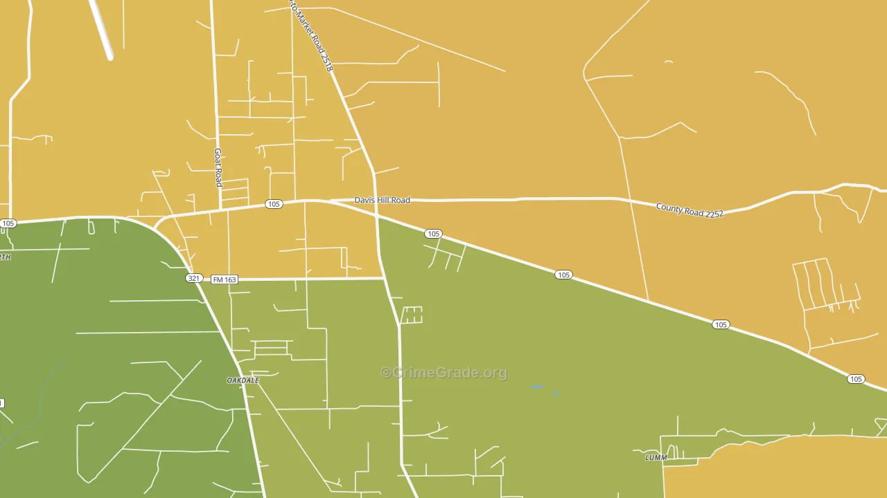 Evergreen, TX Map of Theft Rates