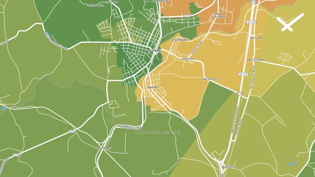 Everson, PA Map of Theft Rates