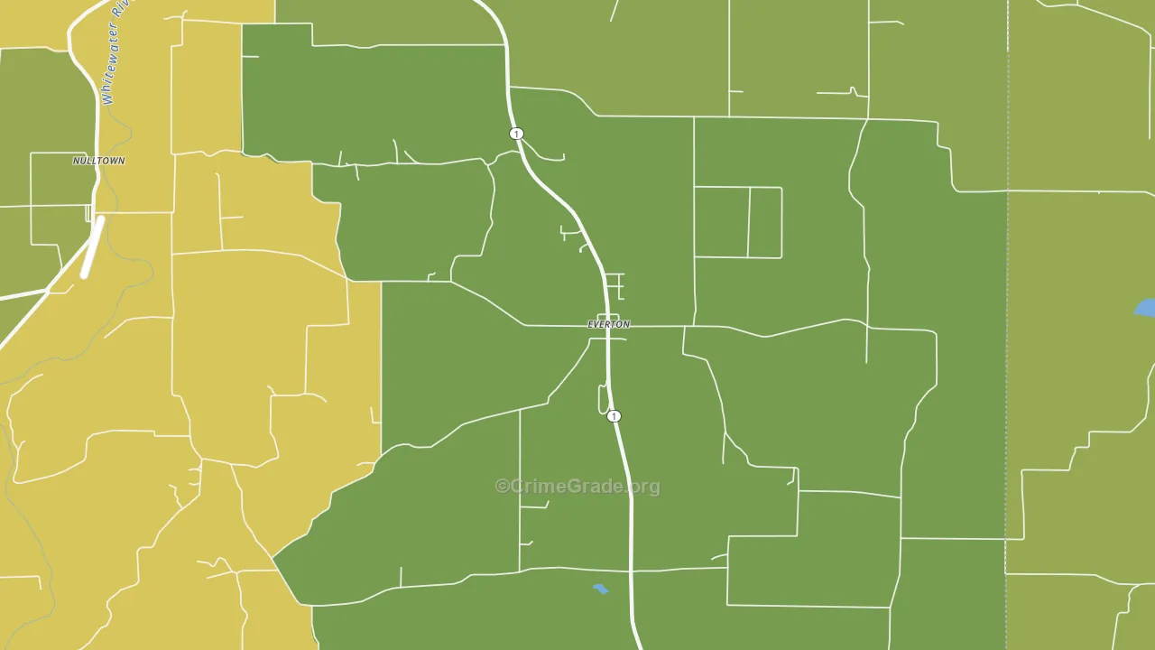 Everton, IN Map of Theft Rates