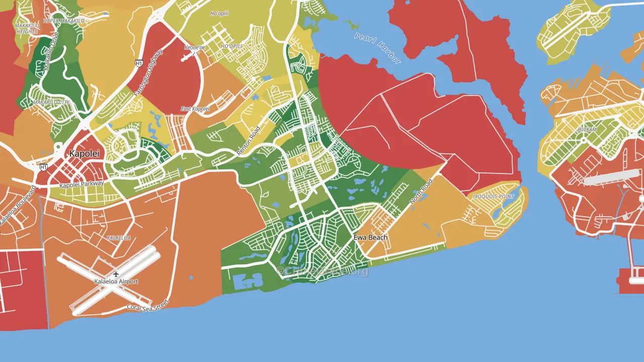 Ewa Beach, HI Map of Theft Rates