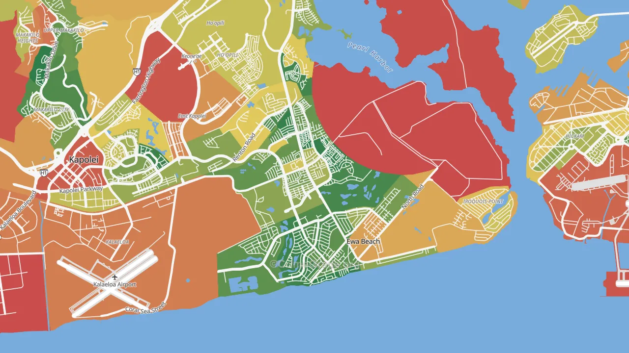 Ewa, Ewa Beach, HI Map of Theft Rates