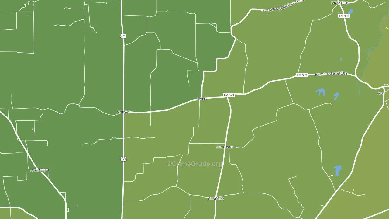 Ewell, TX Map of Theft Rates