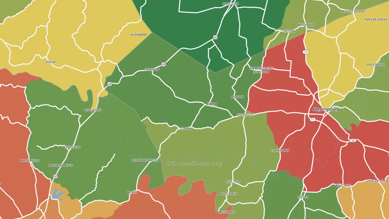 Ewing, KY Map of Theft Rates
