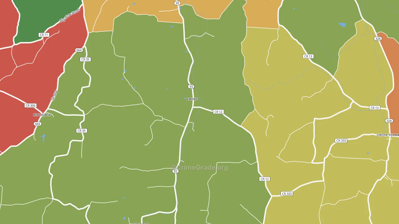 Ewing, OH Map of Theft Rates