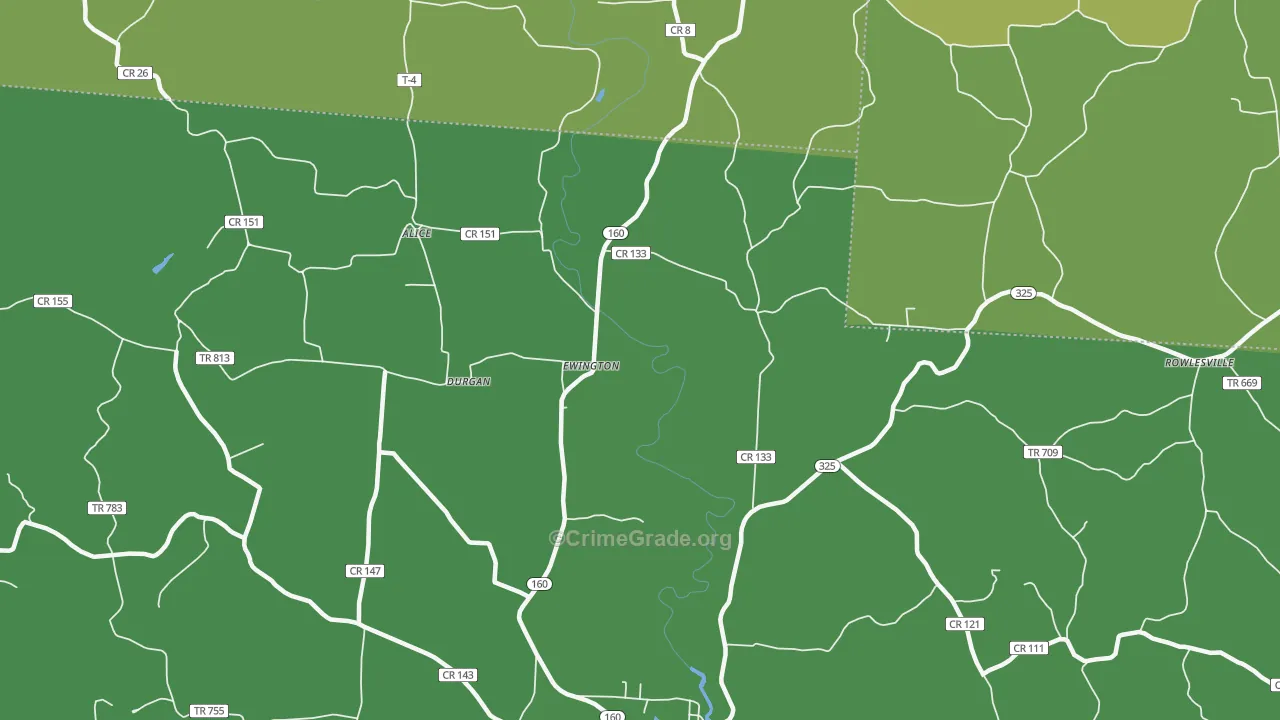 Ewington, OH Map of Theft Rates