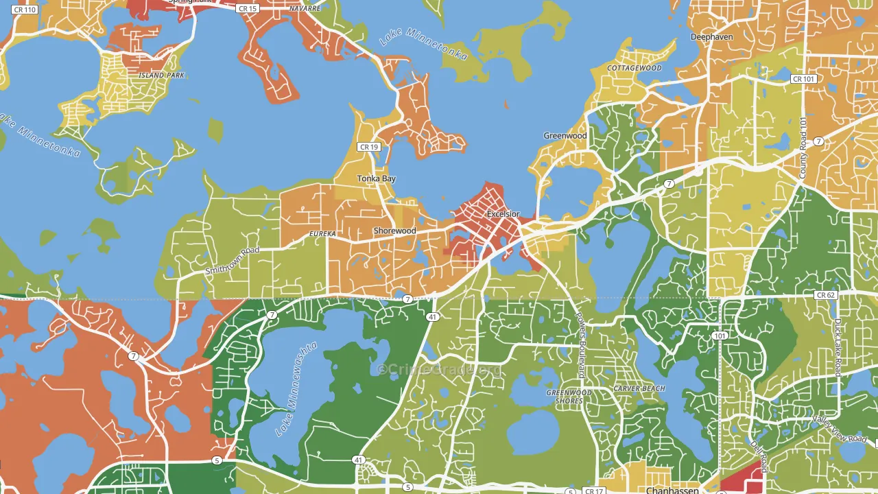 Excelsior, MN Map of Theft Rates