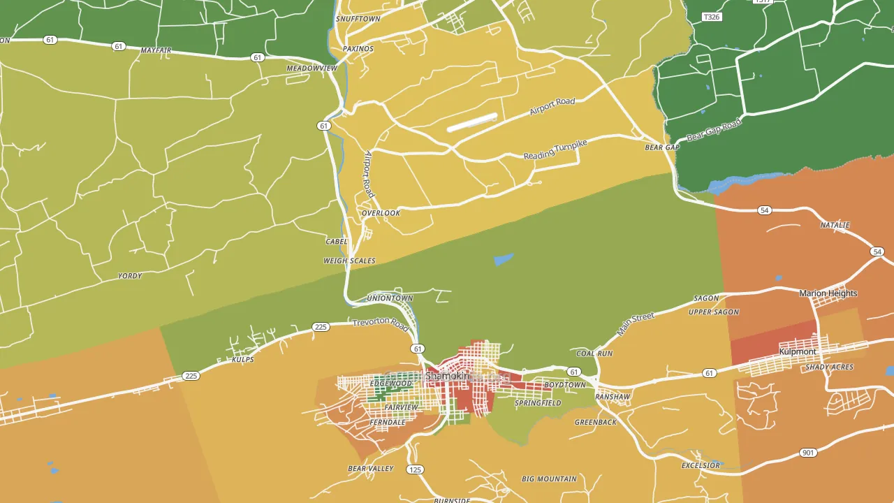 Excelsior, PA Map of Theft Rates