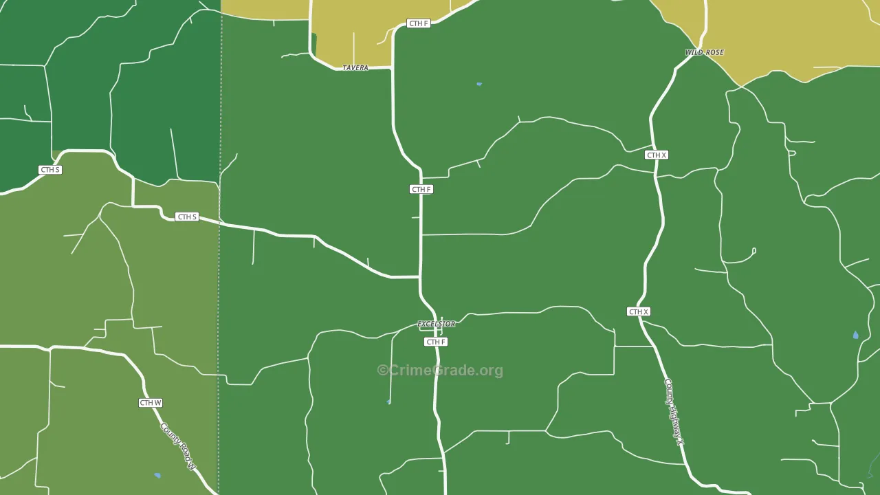 Excelsior, WI Map of Theft Rates
