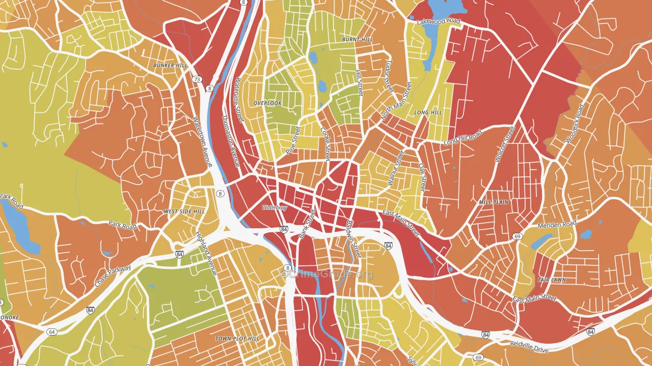 Exchange Place, Waterbury, CT Map of Theft Rates