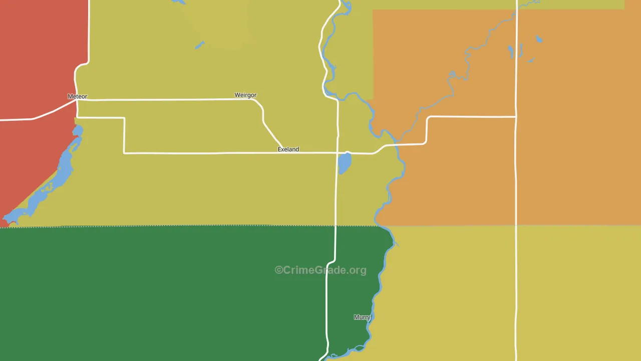 Exeland, WI Map of Theft Rates