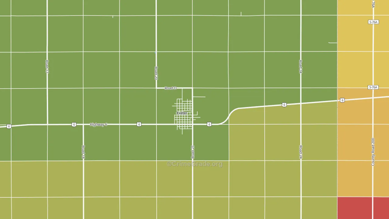 Exeter, NE Map of Theft Rates