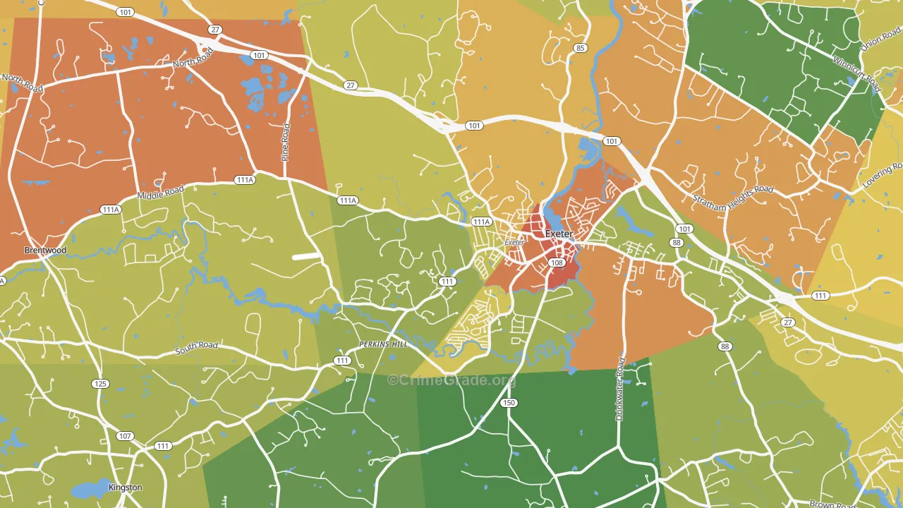 Exeter, NH Map of Theft Rates