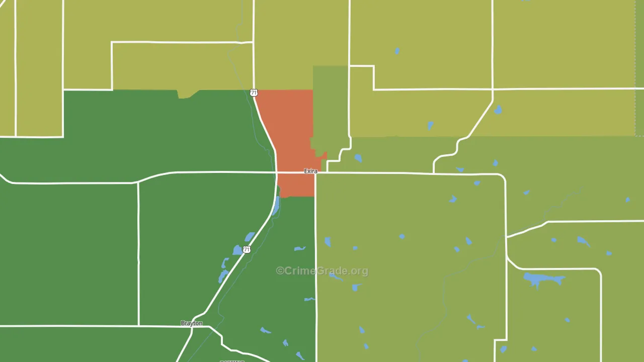 Exira, IA Map of Theft Rates