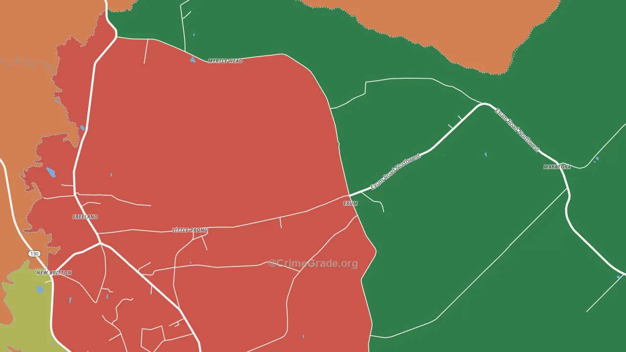 Exum, NC Map of Theft Rates