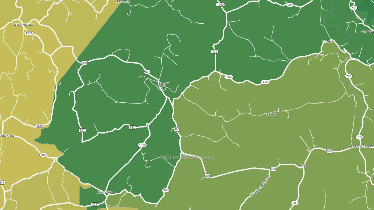 Ezel, KY Map of Theft Rates