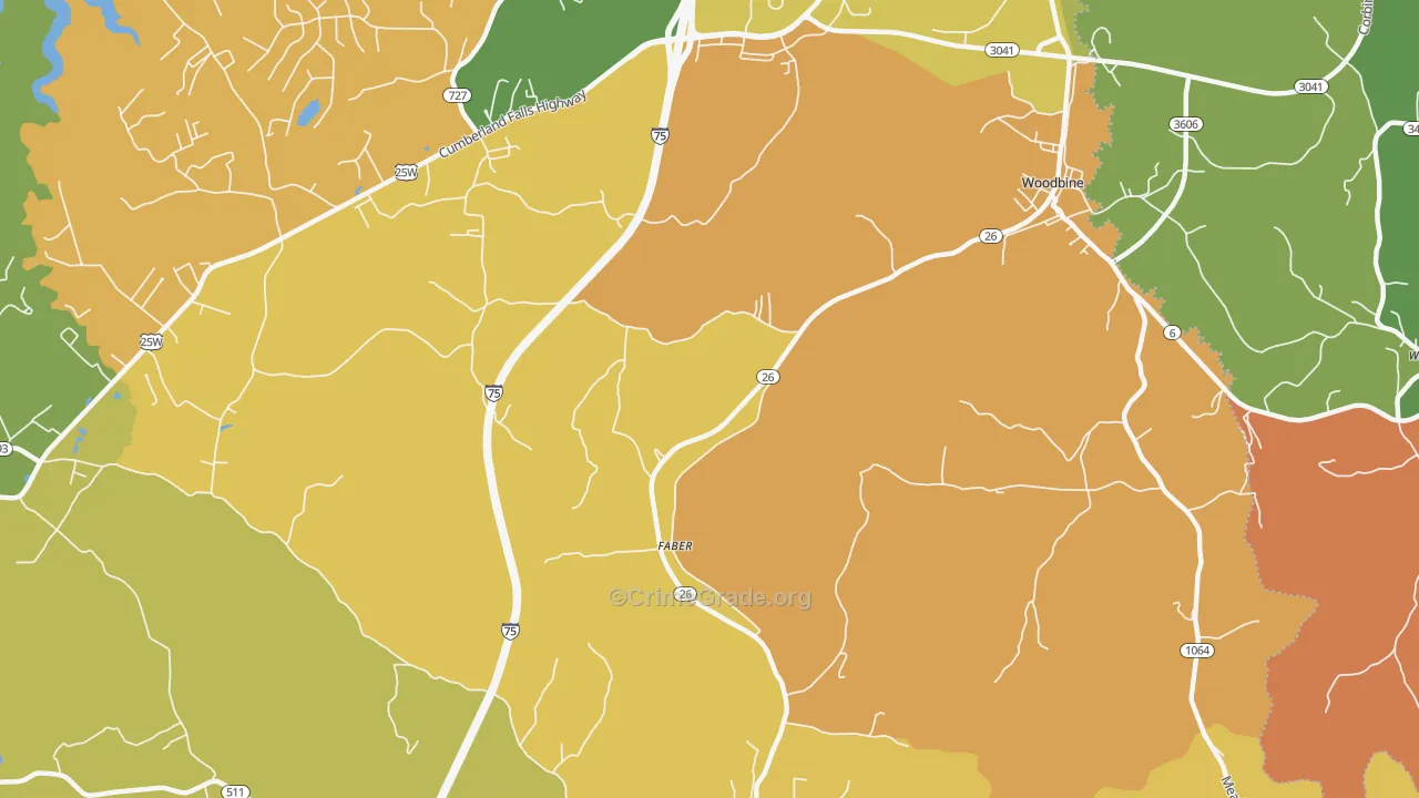Faber, KY Map of Theft Rates