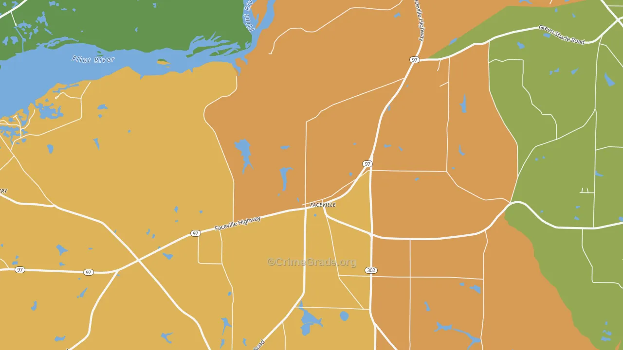 Faceville, GA Map of Theft Rates