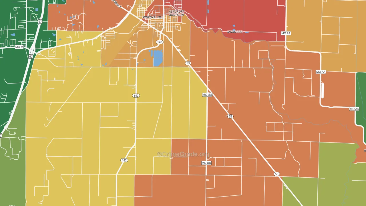 Fagus, MO Map of Theft Rates